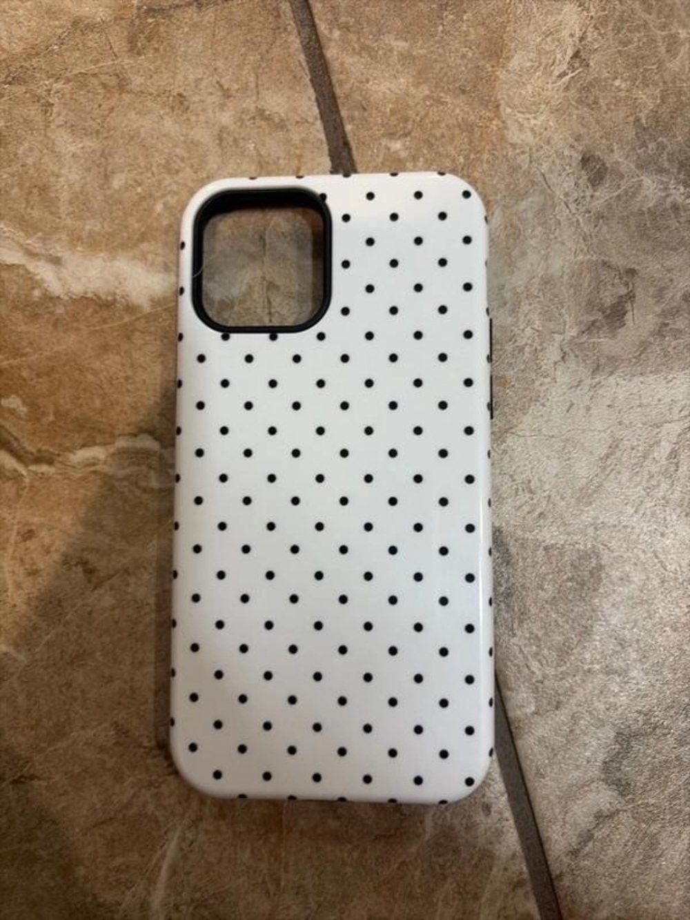 12/12pro White and Black Polka Dot Phone Case - Compatible Cell Phone Accessory